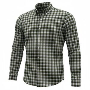 LL Bean Signature Mens L Large Slim Fit Plaid Button Down Shirt Green‎ Yellow